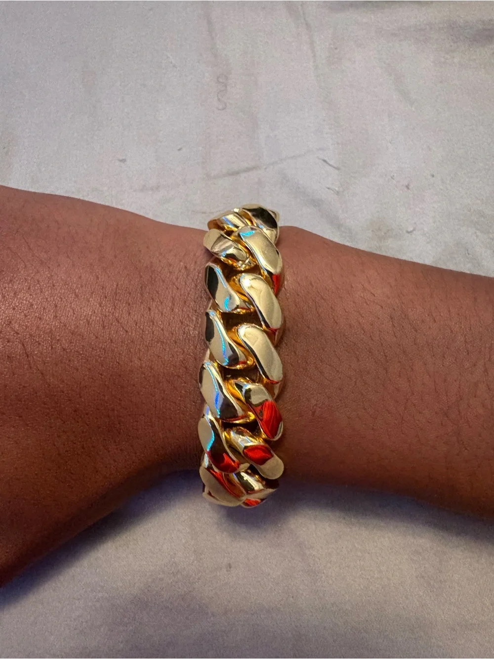 Men's Polished Gold Cuban Link Bracelet